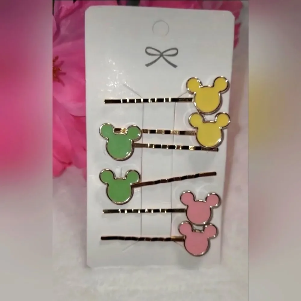 Boutique NIP 3pc Disney Inspired Mickey Mouse- Heads- Gold Bobby Pin Hair Set🐈